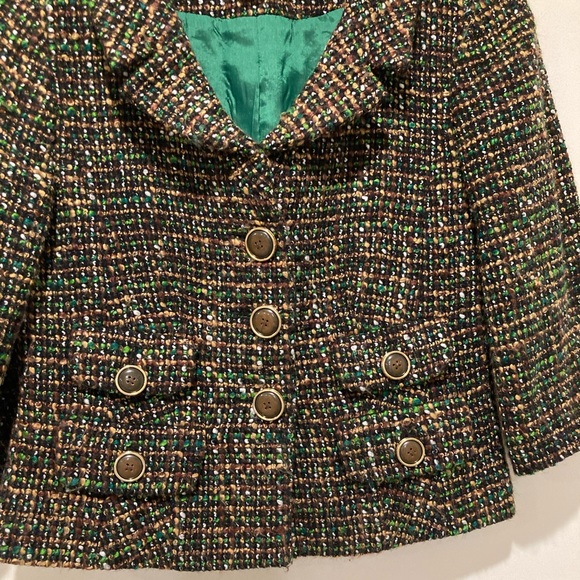 Ann Taylor Loft 3 Button Cropped Tweed Blazer Multi-Colored, Size 0 - Picture 2 of 12